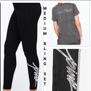 NWT VS PINK MEDIUM BLING SCRIPT LOGO SET